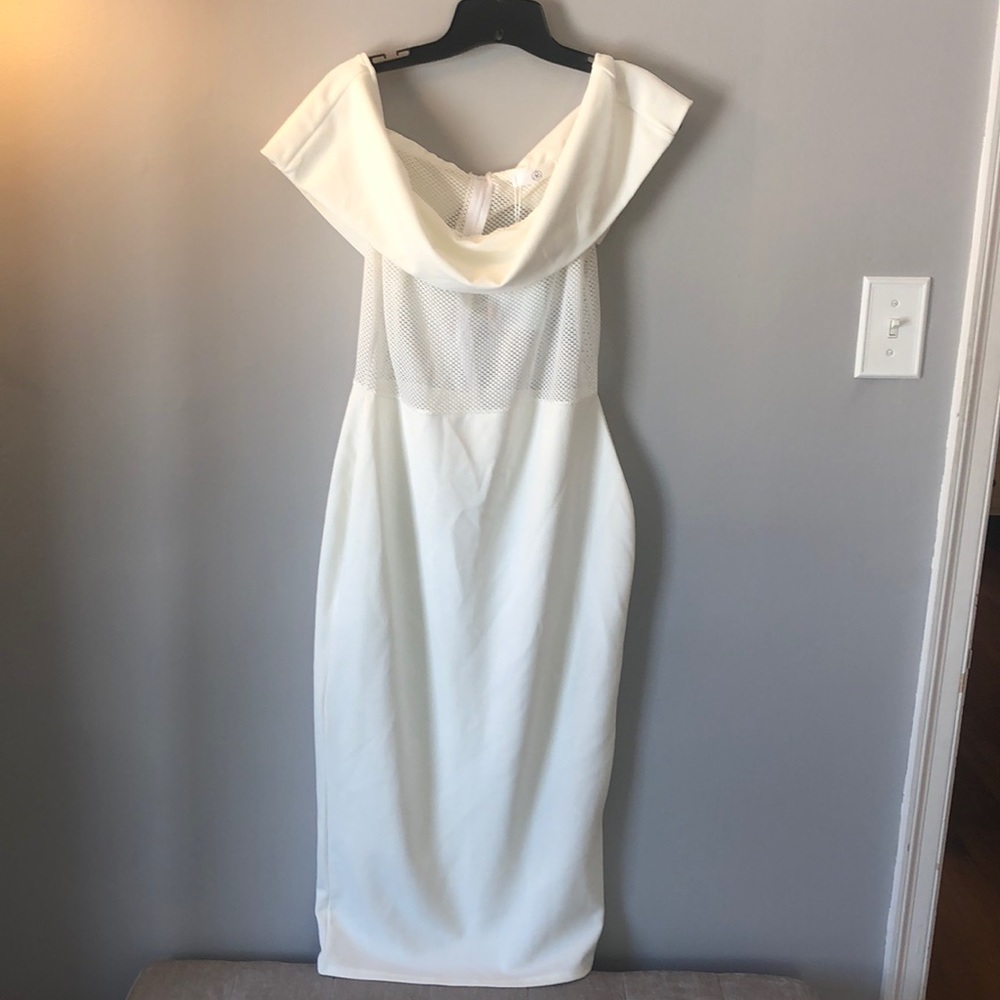 White mesh midi dress